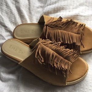 Anthropologie fringe sandals